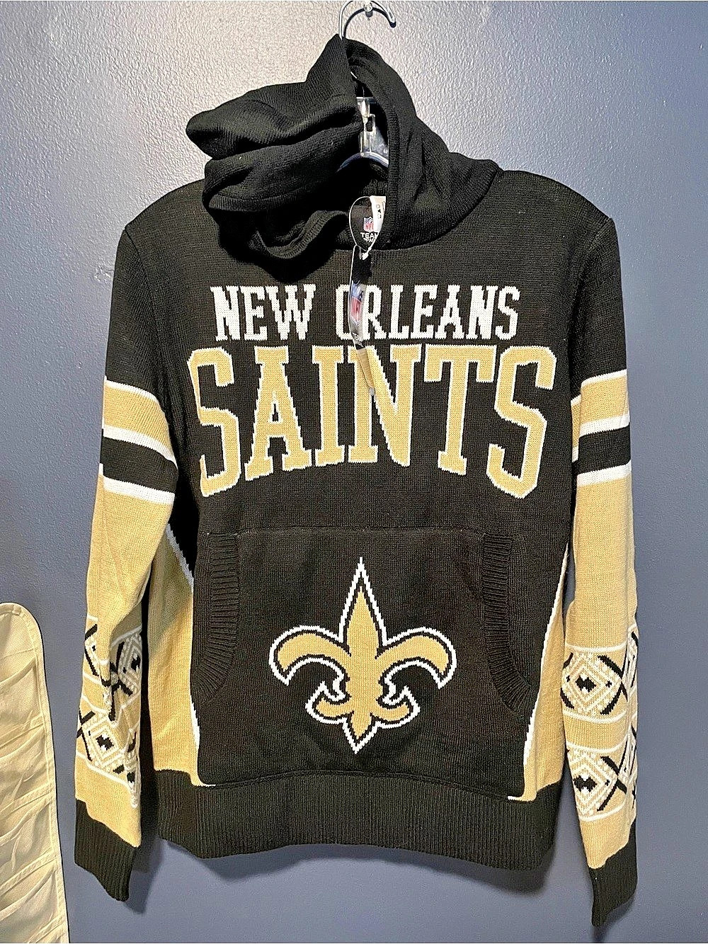 NFL Licensed New Orleans Saints Youth XL Sweater Black Gold NFL Pullover Hoodie